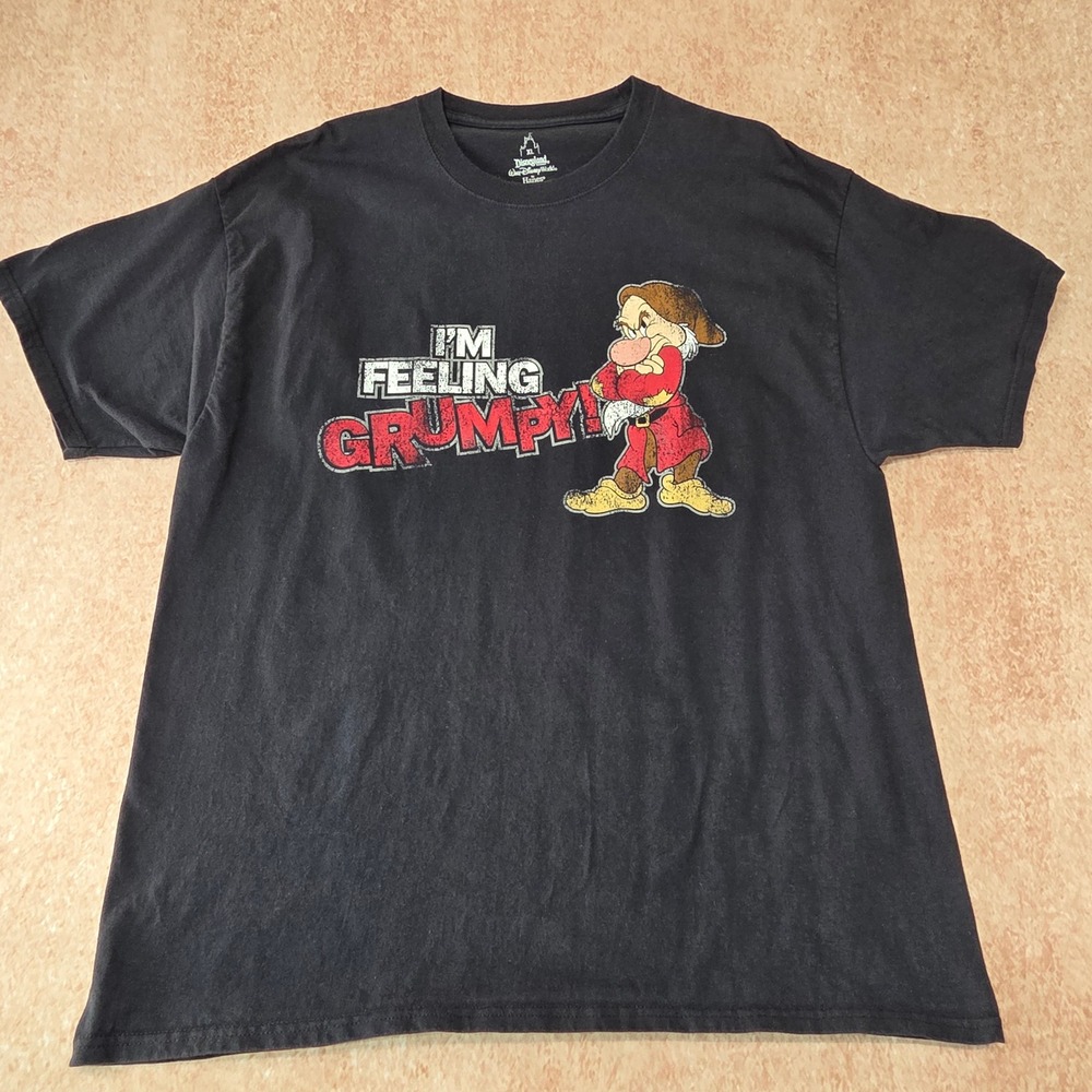 Disney Parks Hanes Mens XL Black Im Feeling Grumpy Snow White Graphic T-Shirt